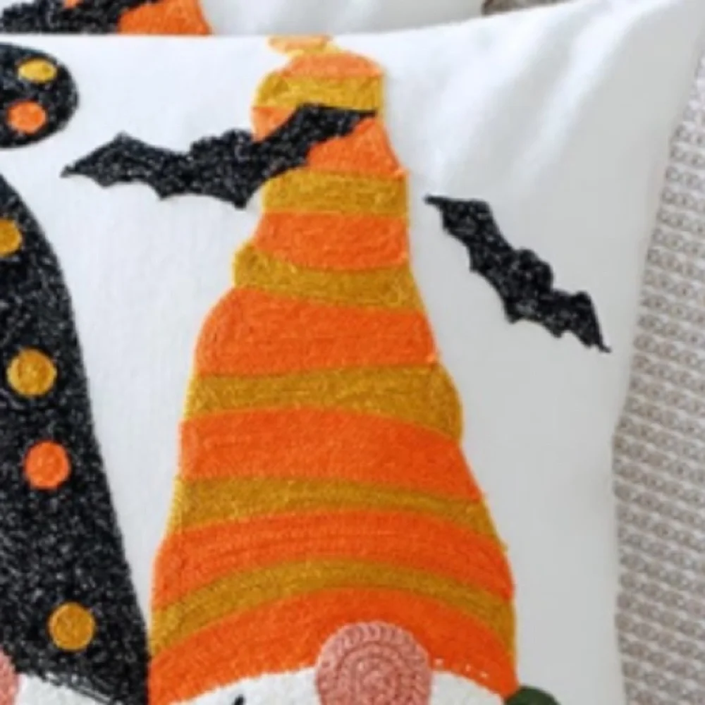 Halloween Gnome Throw Pillow Covers - Orange and Black 18x18” (2-pack)